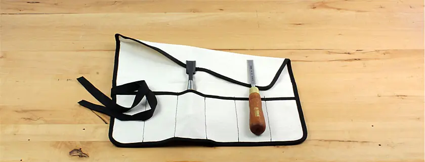 Tool roll-up pouch with straps for tying
