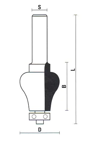 Handrail Bit with Ball Bearing TCT D=32mm B=38mm L=87mm S=12mm KLEIN