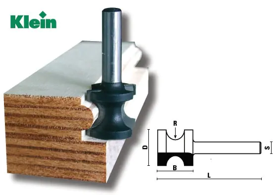 Bull Nose Radius Cutters TCT D=22.2mm B=19mm L=57mm R=5.2mm S=12mm KLEIN Bull Nose Radius Cutters TCT D=22.2mm B=19mm L=57mm R=5.2mm S=12mm KLEIN