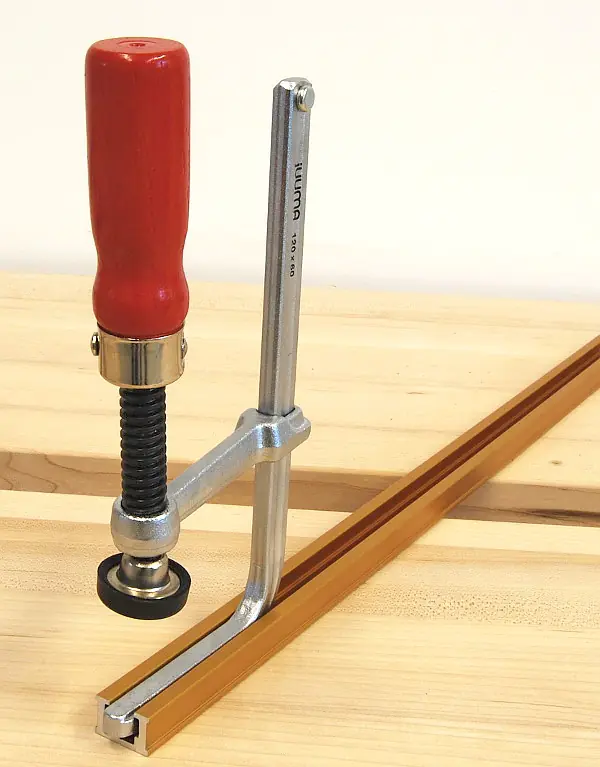 Clamp for T-Tracks 120/60 mm with Wooden Handle P.P. Pad included jUUMA Clamp for T-Tracks 120/60 mm with Wooden Handle P.P. Pad included jUUMA