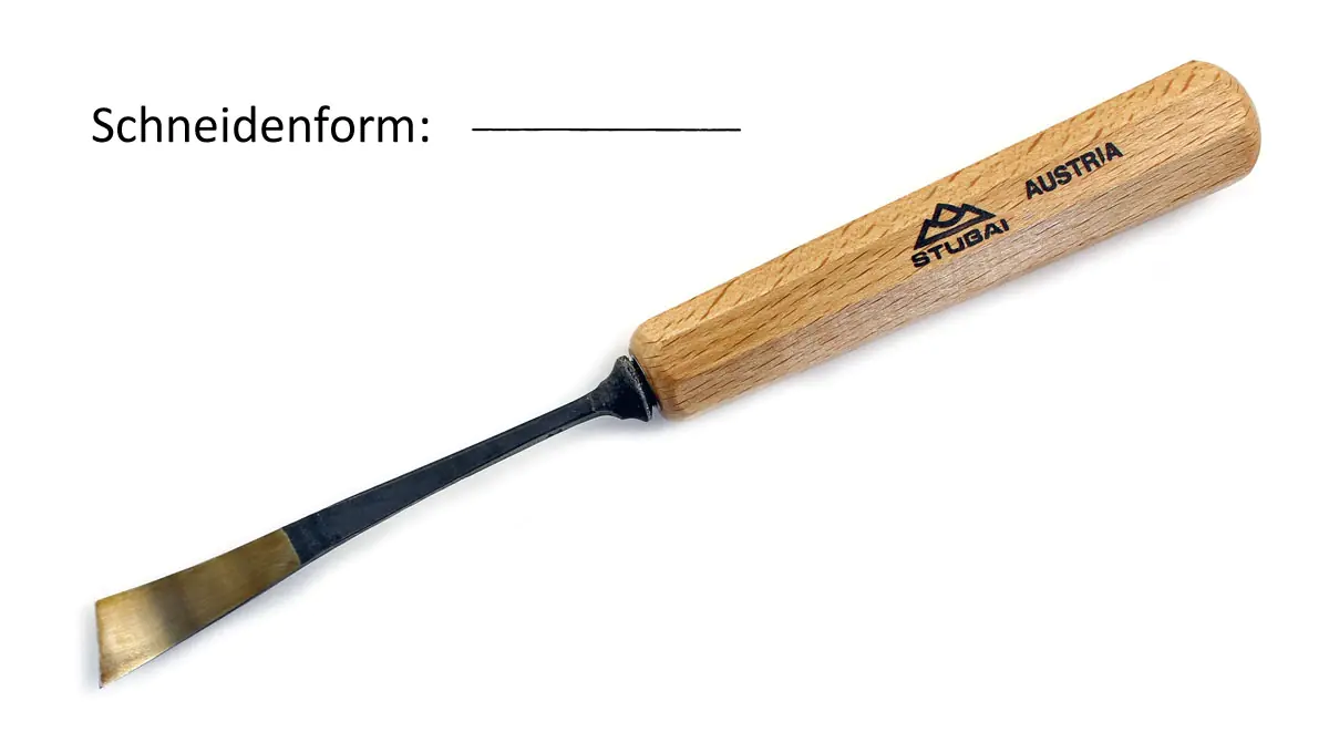 Gouge spoon bent Cut 1 - 14 mm skewed Edge Tip left Side STUBAI