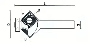 Insert Chamfer Cutters with Ball Bearing D=27.3mm B=5.7mm R=3mm Angle=45° L=59mm S=8mm KLEIN