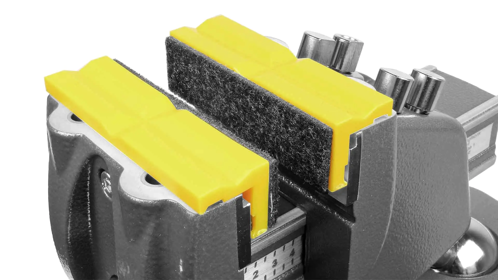 Pair protective jaws 100 mm felt/plastic yellow with magnetic strip BERNSTEIN