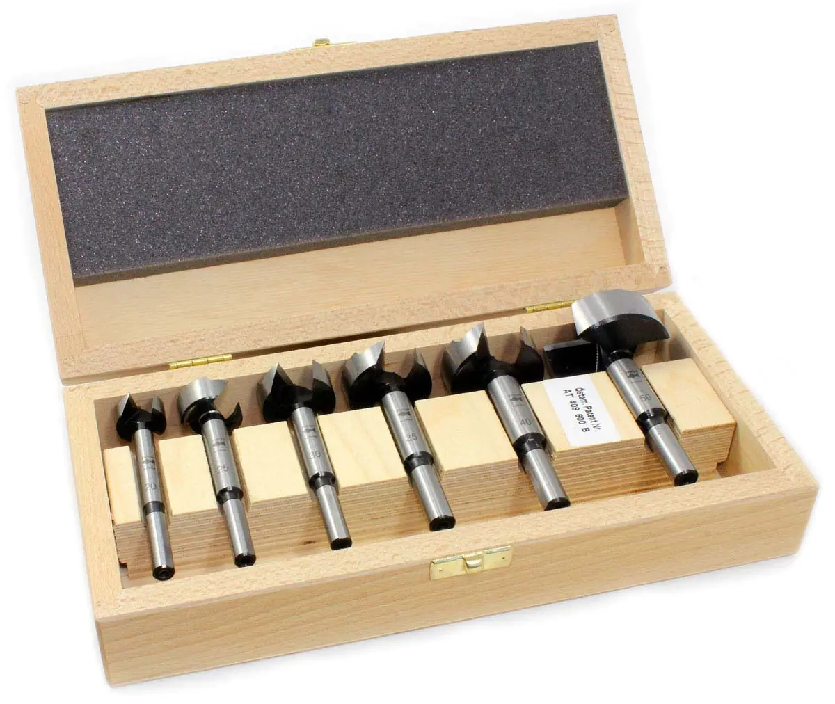 Wave Cutter Forstner Bits 6 Piece Set 20-25-30-35-40-50 mm in wooden Box FISCH