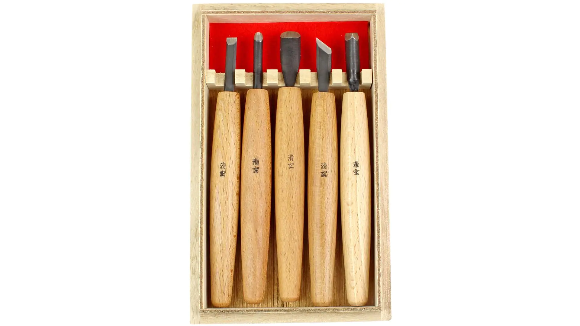 5 Piece Carving Chisel Set  KAWASEI consisting of  nr. 1/5/10/11/12 in Paulownia Box