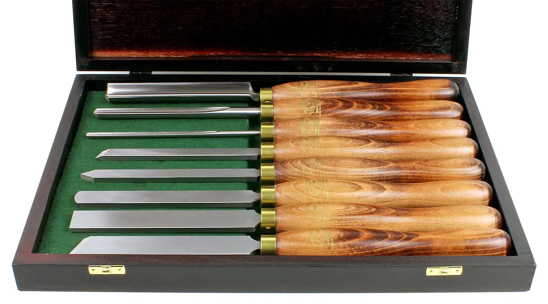 8 Piece Woodturning Set in wooden box CROWN