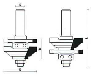 Stile And Rail Assembly (4) with Ball Bearing TCT D=46mm B=22mm L=70mm S=8mm KLEIN