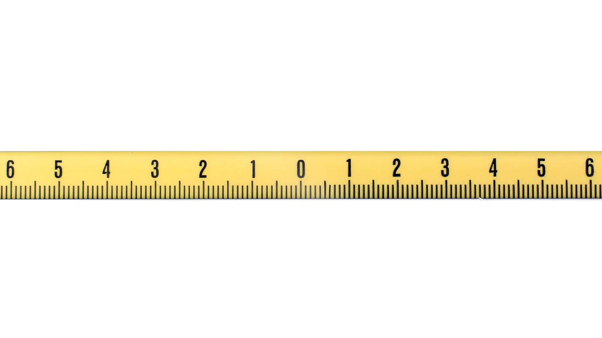 Narrow steel measuring tape, self-adhesive, reading from the center to the left and right, mm graduation