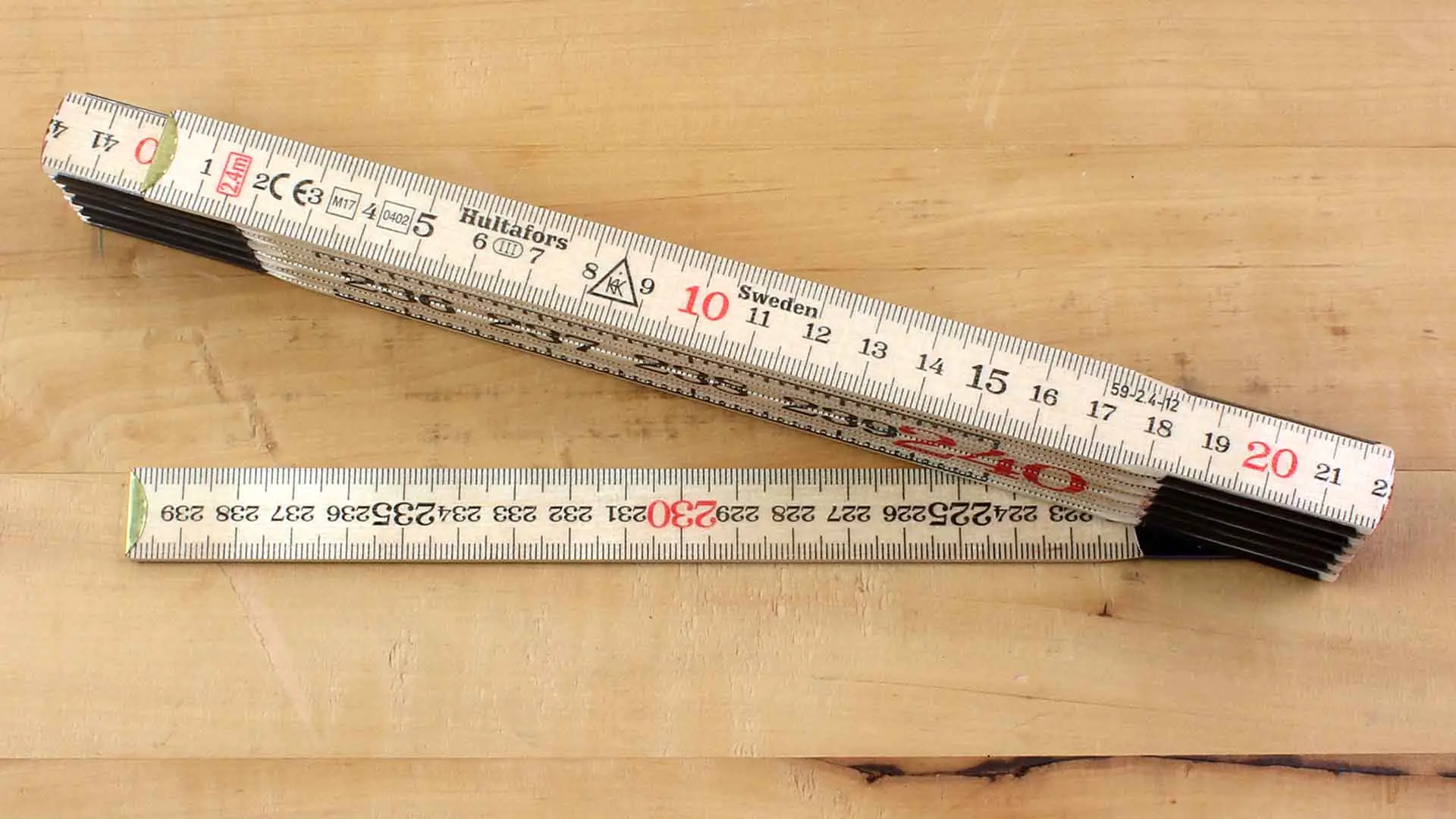 Swedish Folding Rule 2.4 m  12 Folds Birch HULTAFORS