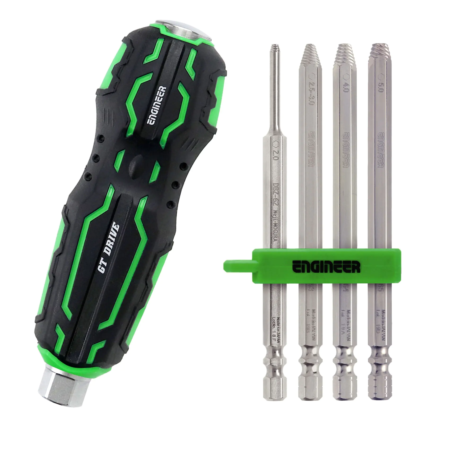 4-in-1 105mm screw removal set for hexagon socket screws + Ergonomic comfort handle ENGINEER