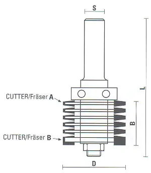 Glue Joint Bit with Ball Bearing Guide TCT D=39.7mm B=36mm L=96mm Z=2 S=12mm KLEIN