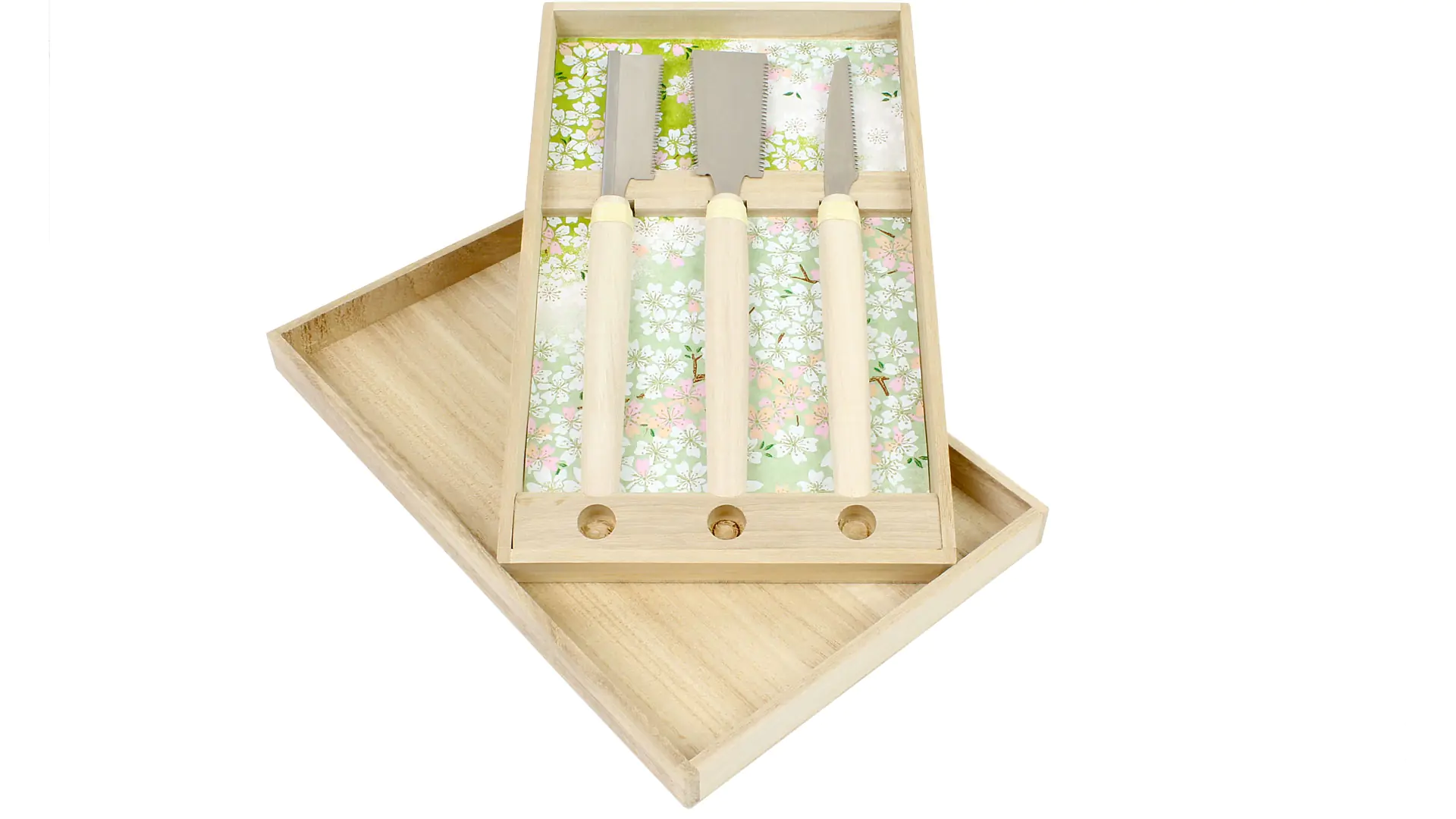Set of 3 Japanese Mini Saws in Wooden Box Handle 130 mm HISHIKA