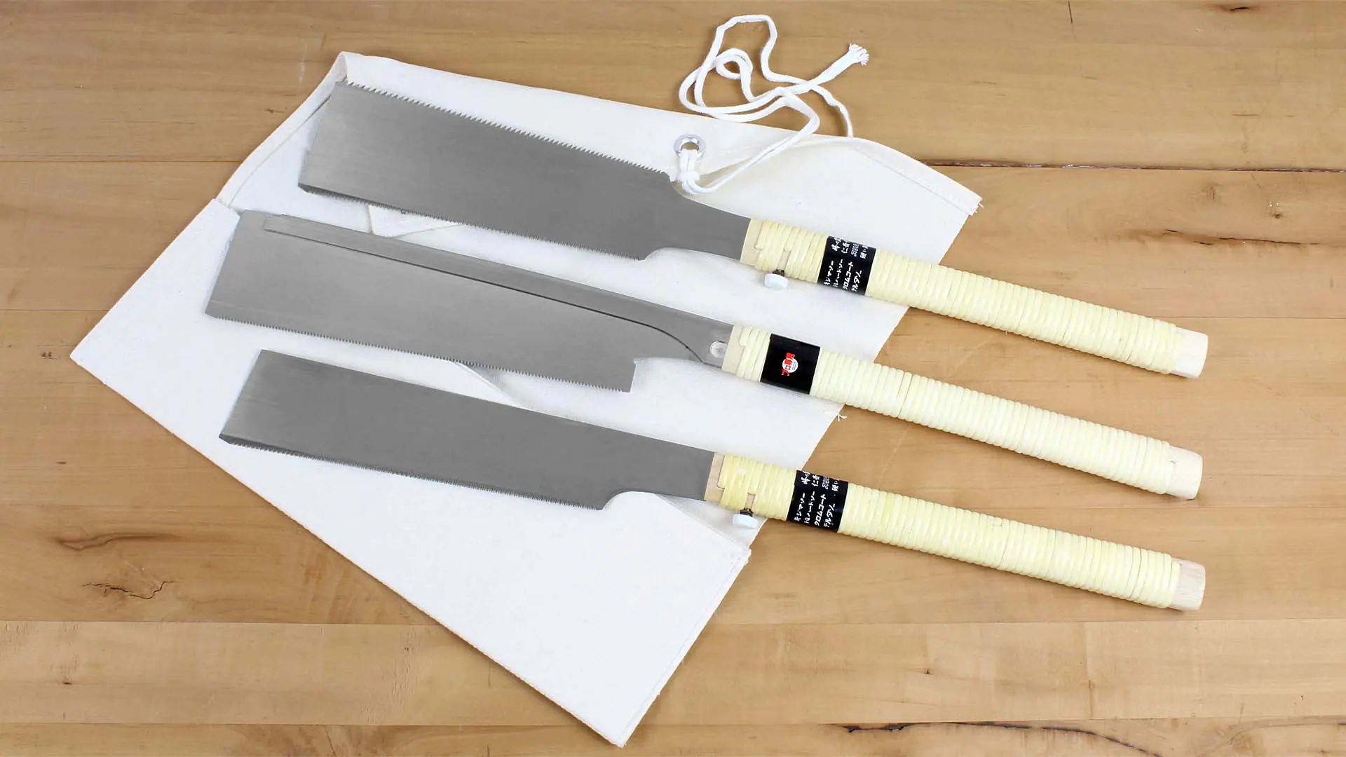 Set of 3 Japanese Saws KIJIMA consisting of Ryoba  - Dozuki - Kataba  - Bag