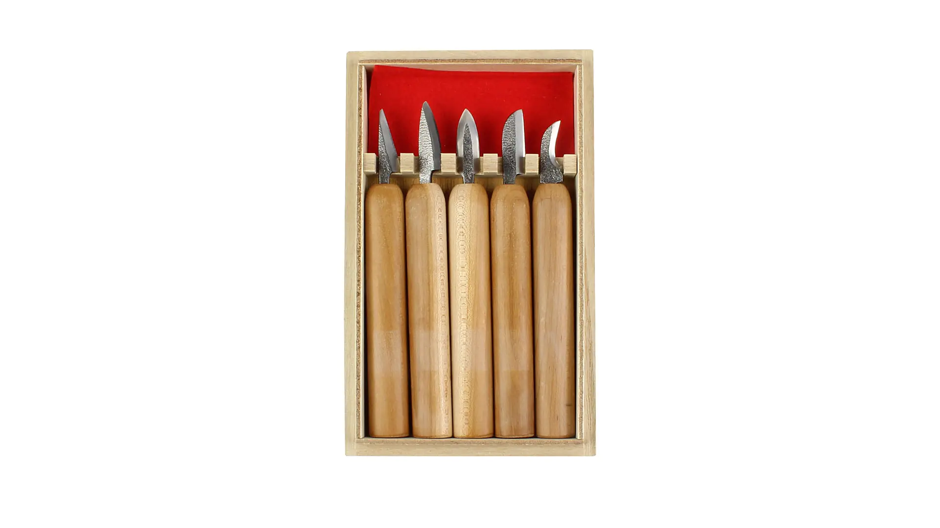 Micro Carving Tool Set Hide Blade Hand Hammered 5 Pieces in Wooden Box KAWASEI