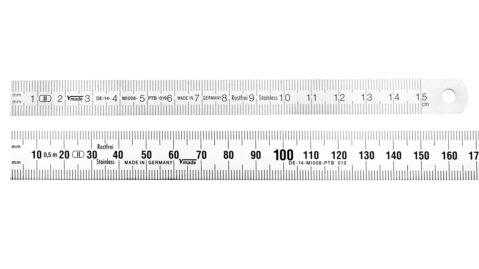 Steel ruler, reading from left to right (standard), mm graduation, flexible