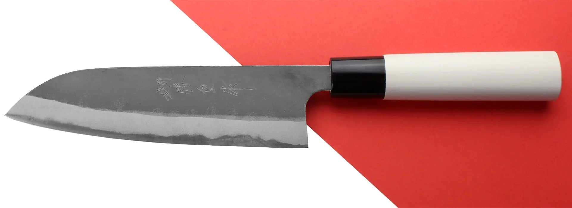 Santoku - All Purpose Knife black White Steel Blade 165 mm KATSUSHIGE ANRYU