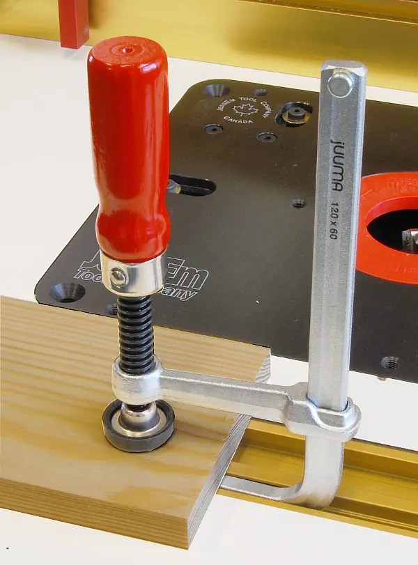 Clamp for T-Tracks 120/60 mm with Wooden Handle P.P. Pad included jUUMA Clamp for T-Tracks 120/60 mm with Wooden Handle P.P. Pad included jUUMA