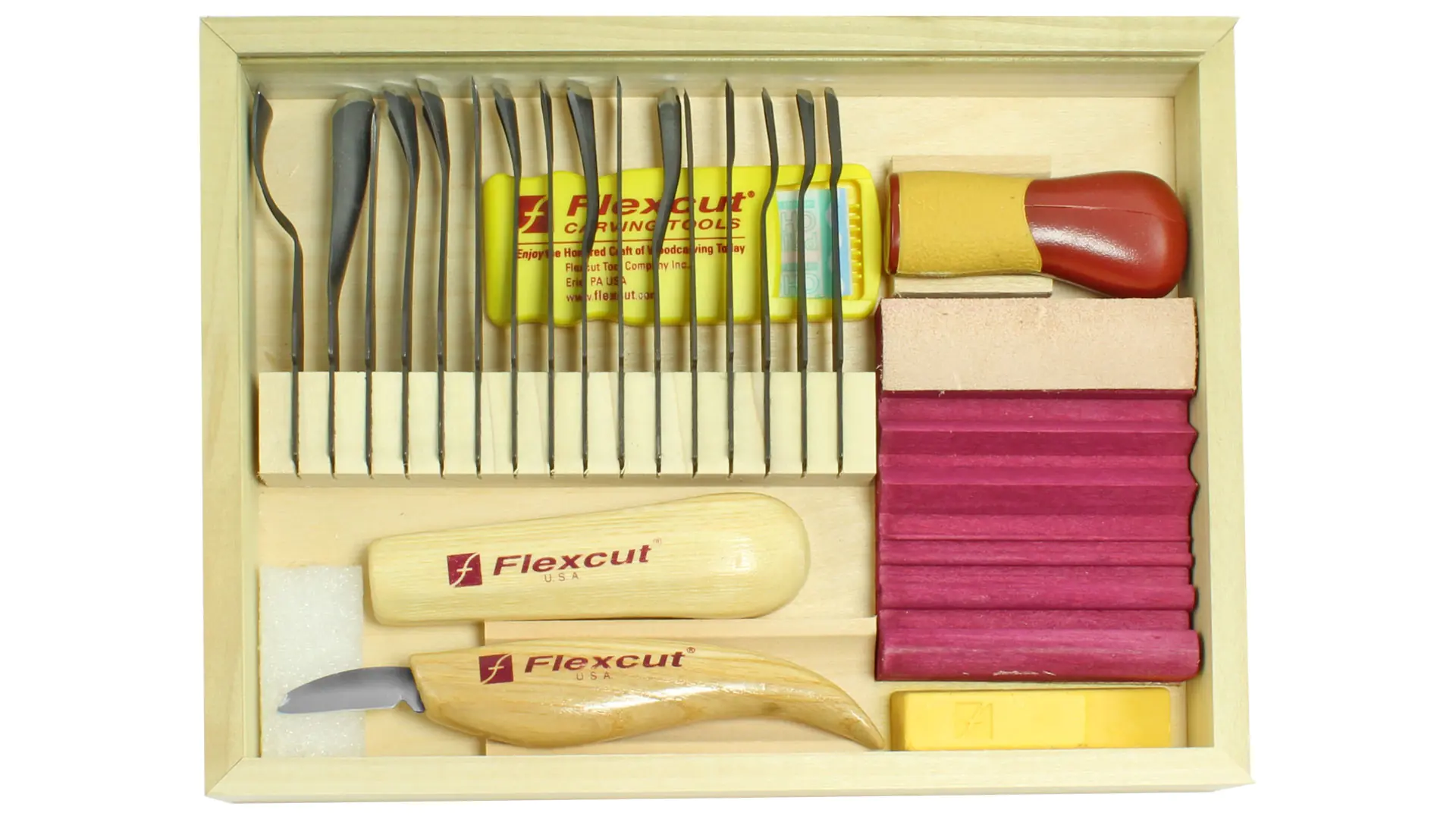 21 Piece Deluxe Carving Starter Set in Wooden Box FLEXCUT