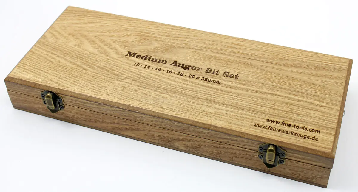 6 pcs Set Auger Bits 10-12-14-16-18-20mm O/L 320mm in Wooden Box 6 pcs Set Auger Bits 10-12-14-16-18-20mm O/L 320mm in Wooden Box