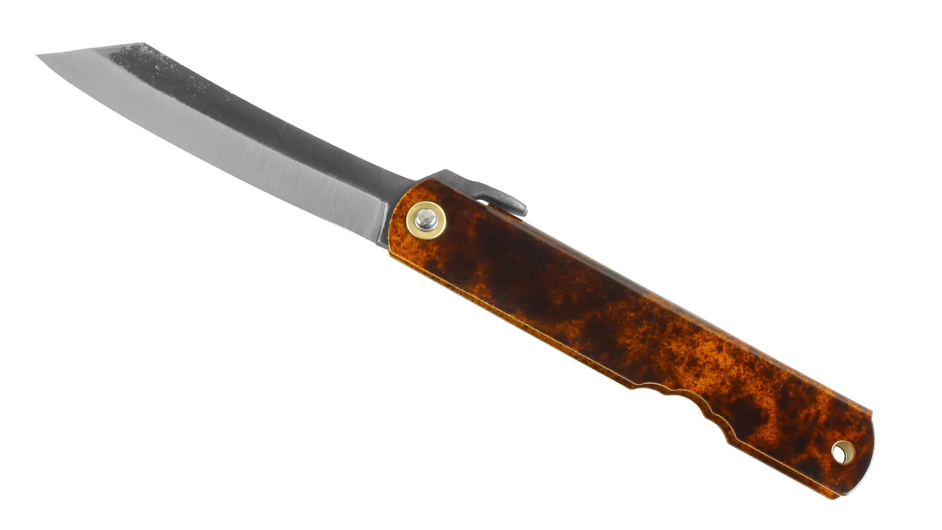 Higonokami - Traditional Japanese Pocket Knife with Amber coloured Handle Blade 70 mm NAGAO