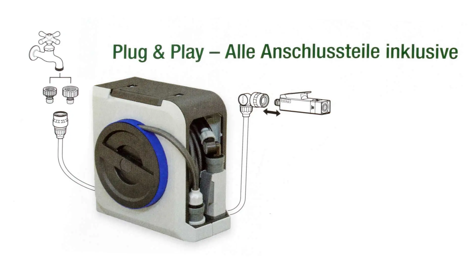 Compact hose reel MINI-BOX 10 + 1.5 m TAKAGI Compact hose reel MINI-BOX 10 + 1.5 m TAKAGI