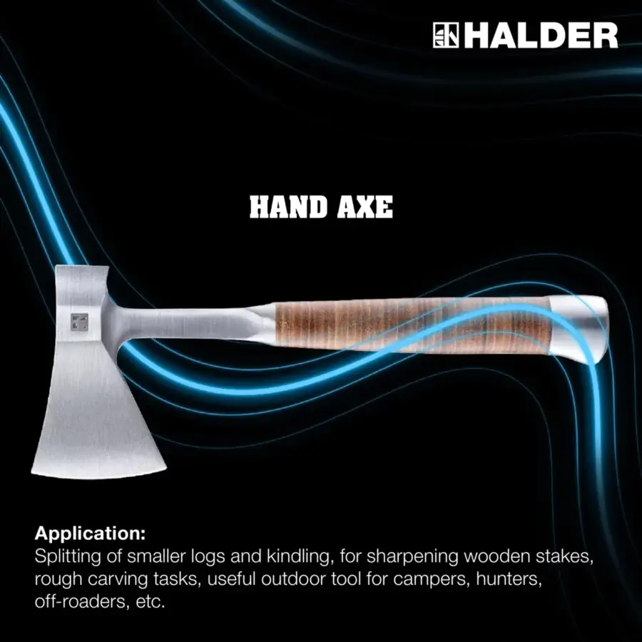 Hand axe with leather handle incl. leather beit bag