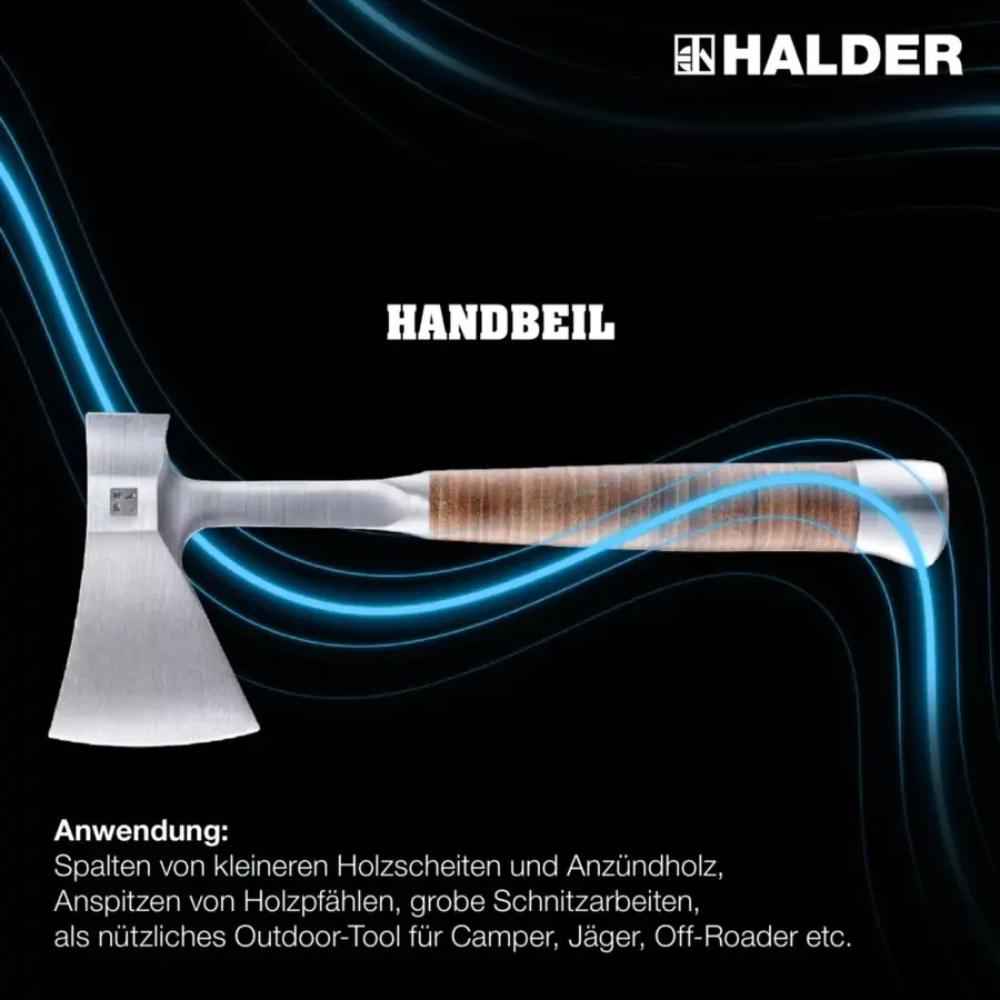 Hand axe with leather handle incl. leather beit bag