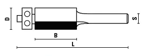 Trimming Cutters with Ball Bearing TCT D=19.05mm B=50.8mm L=106mm Z=2 S=12mm FISCH
