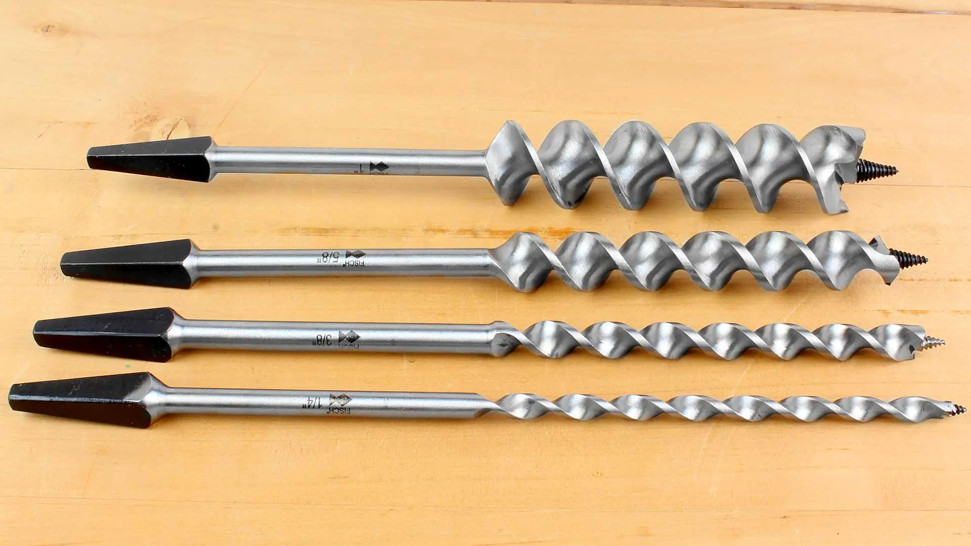 Auger Bit Jennings Pattern D = 3/8 inch (9.52 mm) TL 9 inch (229 mm) with square taper shank FISCH Auger Bit Jennings Pattern D = 3/8 inch (9.52 mm) TL 9 inch (229 mm) with square taper shank FISCH