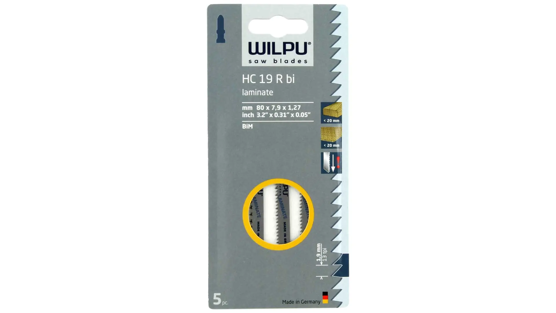 Jig Saw Blade 5-piece Set HC 19 R bi LAMINATOR WILPU
