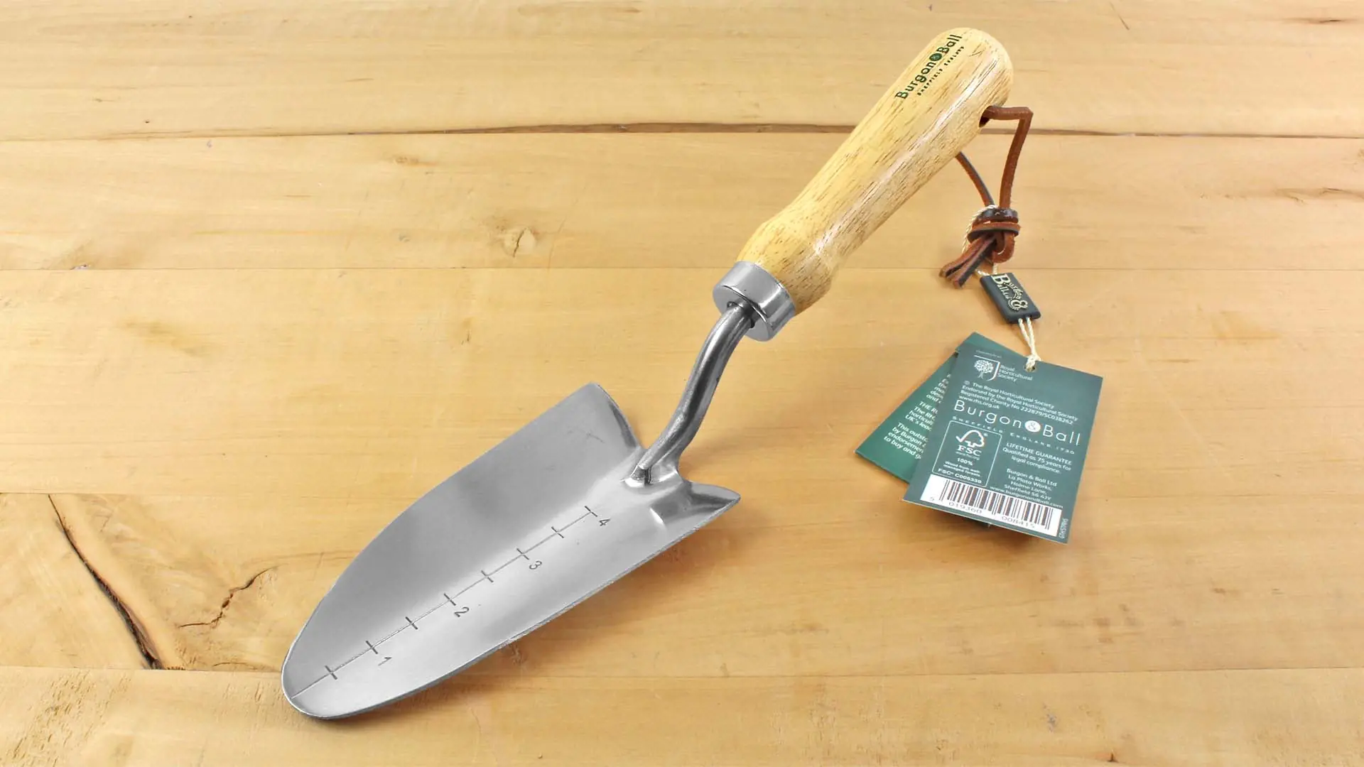 Stainless Transplanter with wooden Handle Total Length 300 mm = 12 in. BURGON & BALL