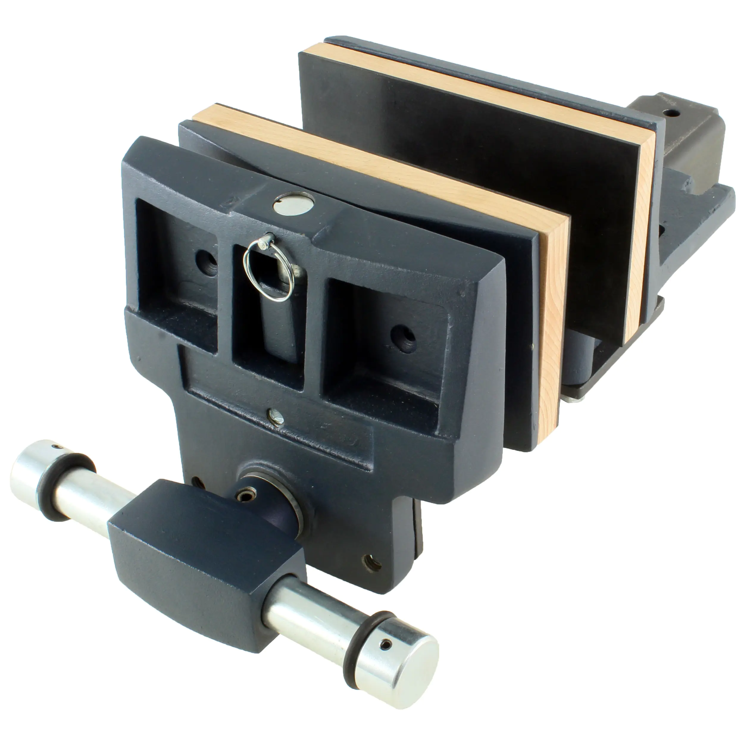 Small carpenter's vise with quick adjustment and swiveling pressure plate jUUMA