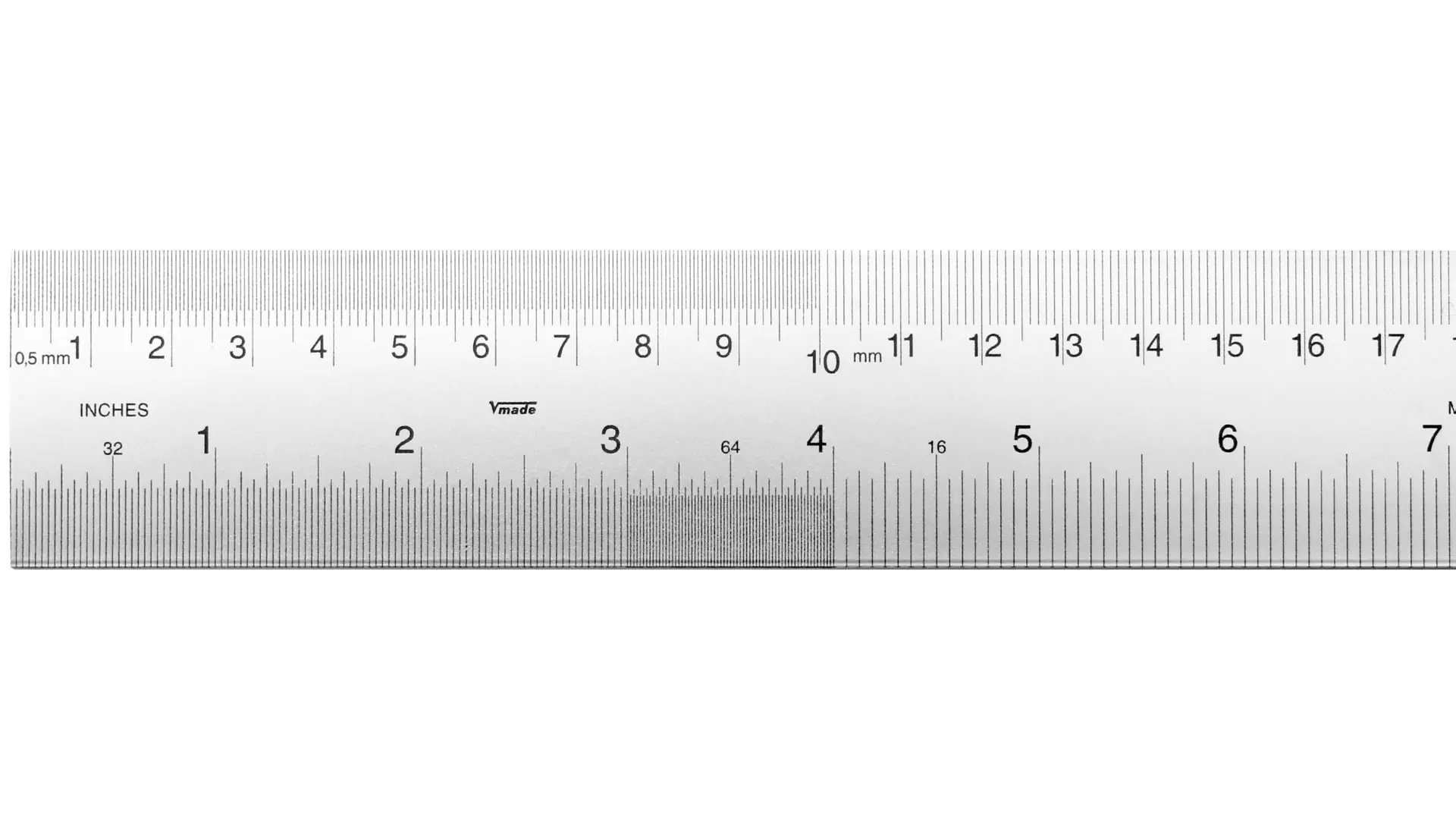 Steel Rule 1000 x 40 x 2 mm to read from left to right Top of Ruler mm Bottom of Ruler inch