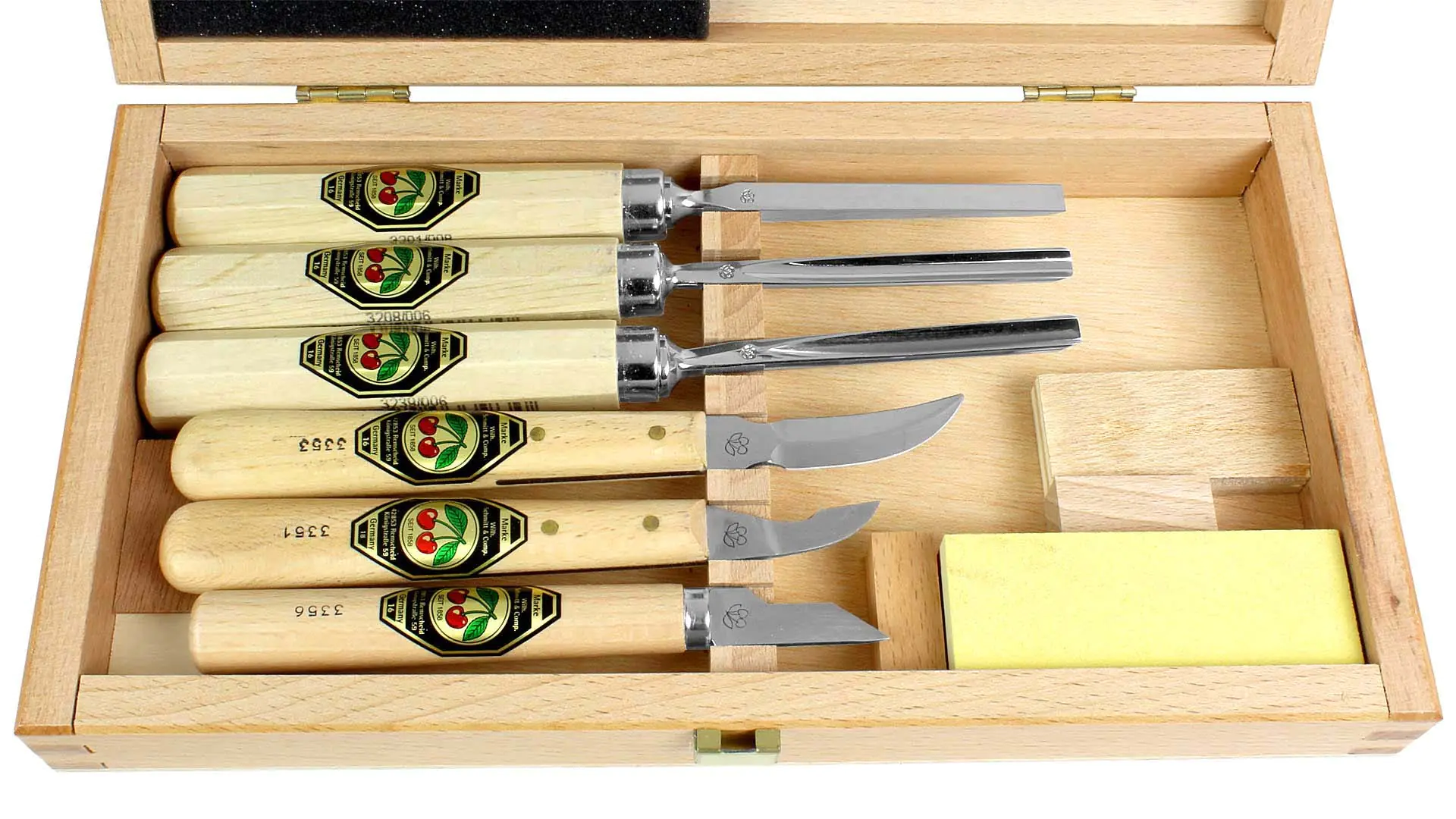 Set of 7 Small Size Carving Tools and Carving Knives TWO CHERRIES