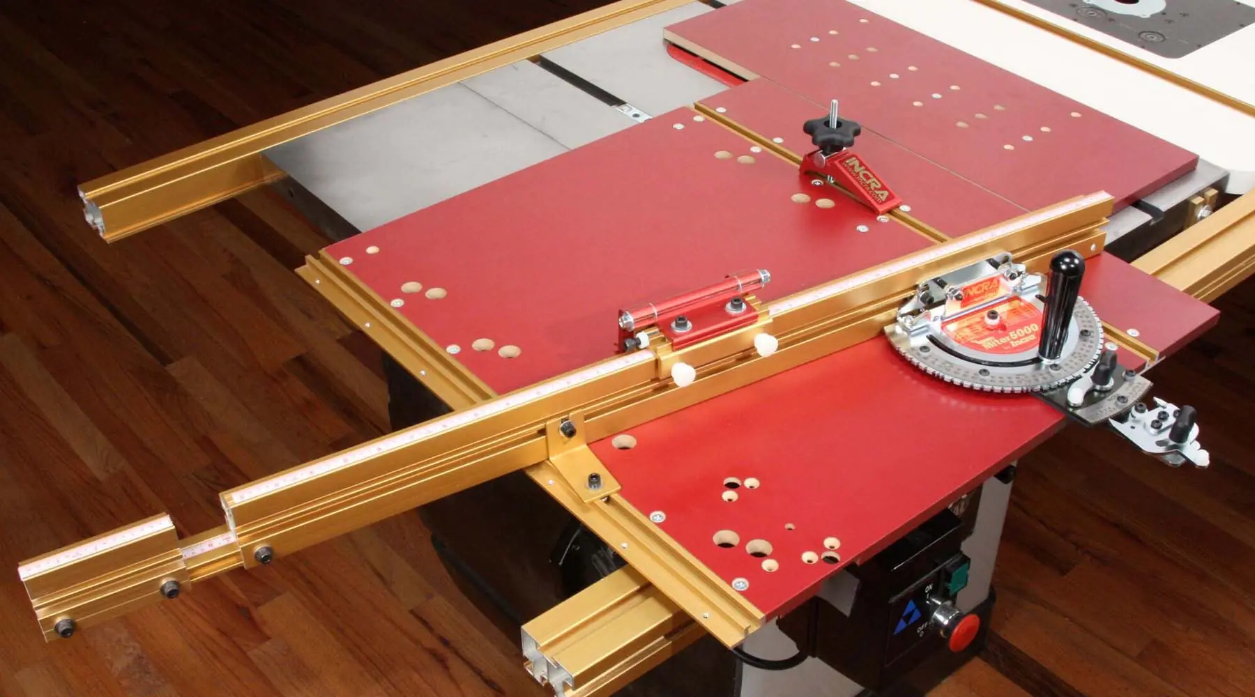 INCRA Miter 5000 with Telescoping Flip Fence 1625 mm - Flip Shop Stop - 2MDF Sled Panels - 2 embedded T-Tracks Metric Version