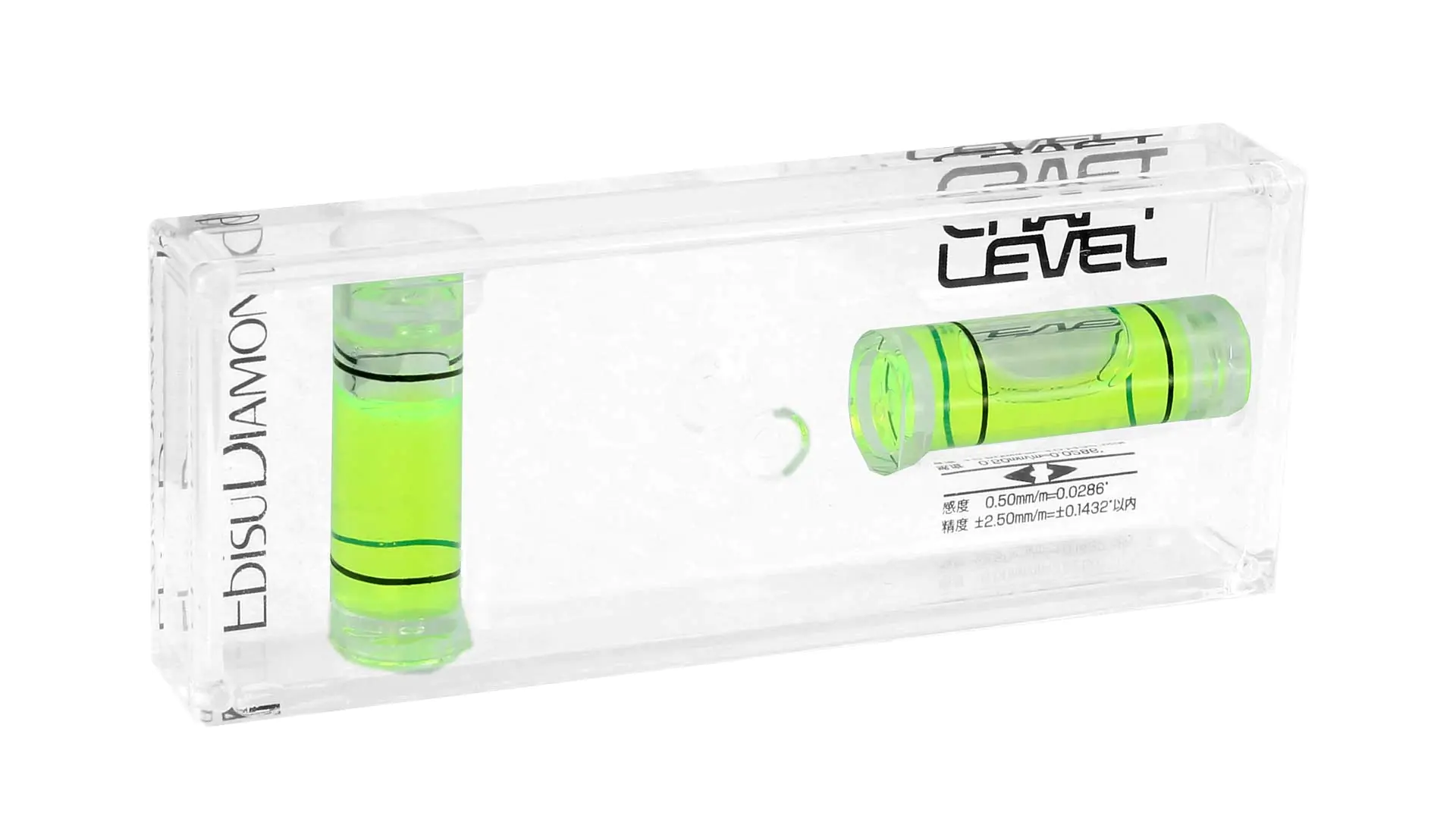 Level Acrylic with two Vials Length=75mm Width=12mm Height=30mm