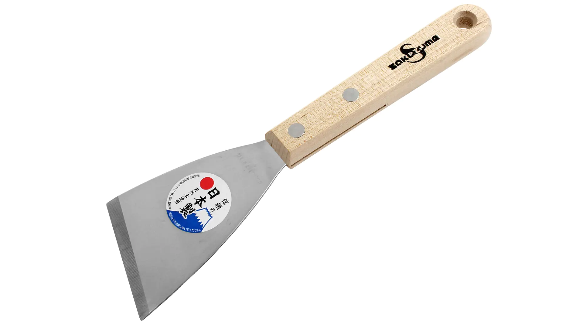 Stainless steel spatula with angled blade