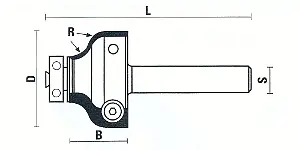 Insert Roman Ogee Bits with Ball Bearing D=26mm B=15.7mm R=4.5mm L=55mm S=8mm KLEIN