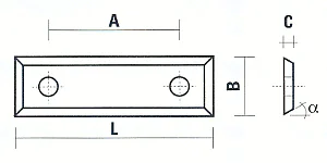 Insert Knife L=29.5mm B=9mm C=1.5mm Angle=35° A=14mm (suitable for 361180) KLEIN