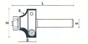 Insert Roundover Cutters with Ball Bearing D=26mm B=15.7mm R=6mm L=55mm S=8mm KLEIN