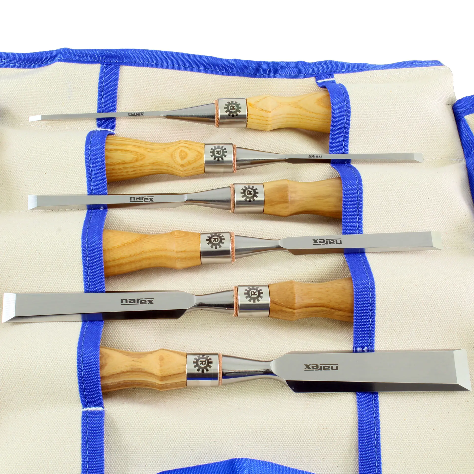 Set of 6 RICHTER chisels in canvas roll-up bag 3-6-10-13-19-25 mm NAREX