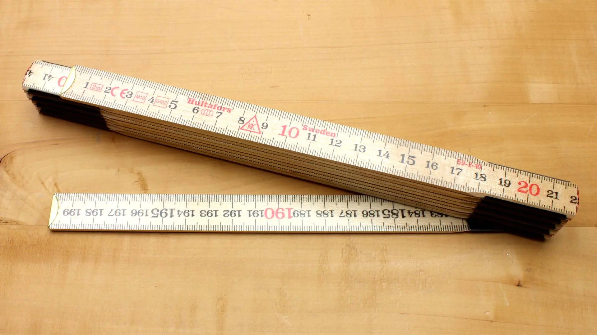 Swedish Folding Rule 2m 10 Folds Birch HULTAFORS