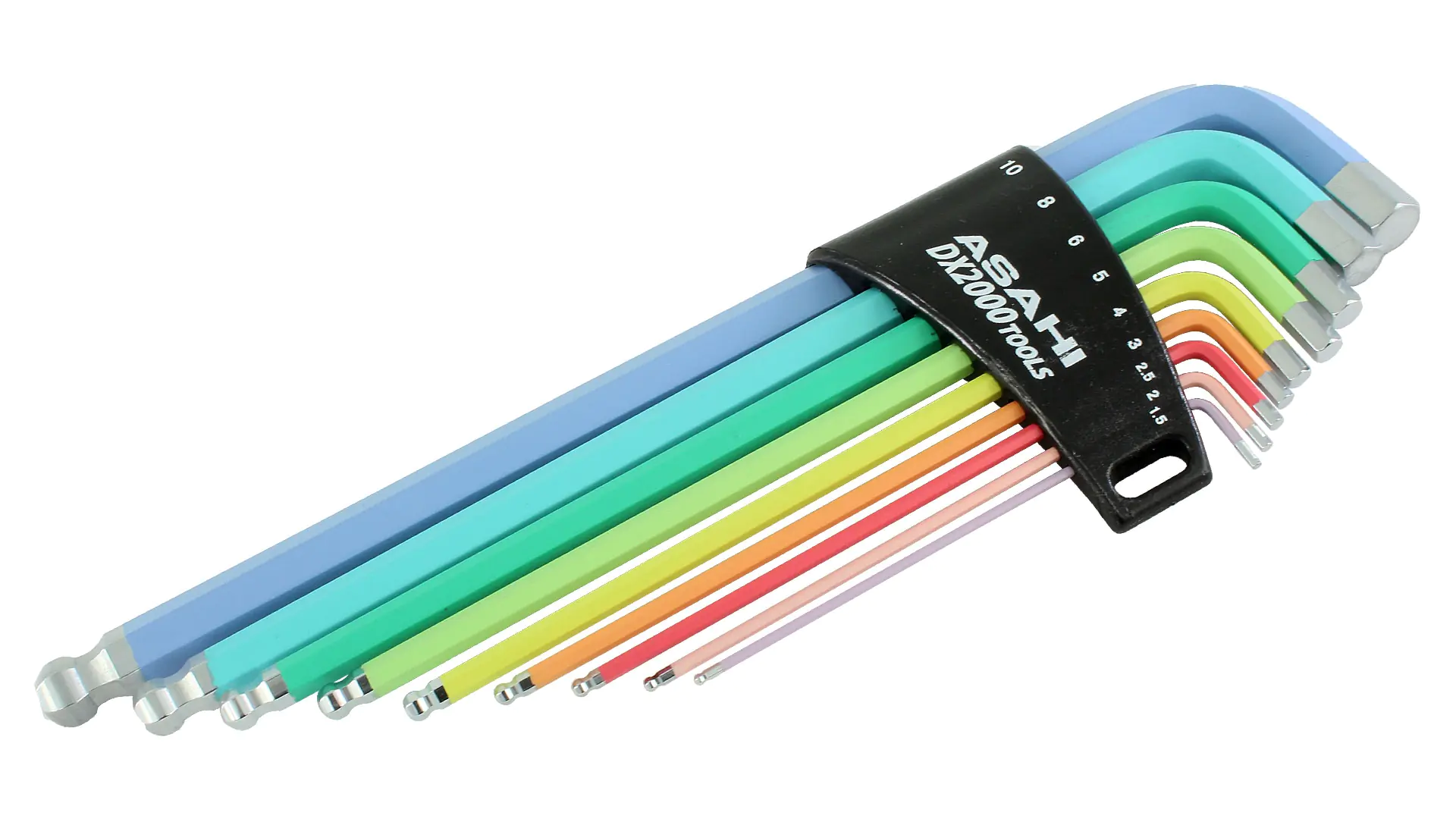 9-piece set coloured Allen keys with ball catch 1.5-2-2.5-3-4-5-6-8-10 mm ASAHI