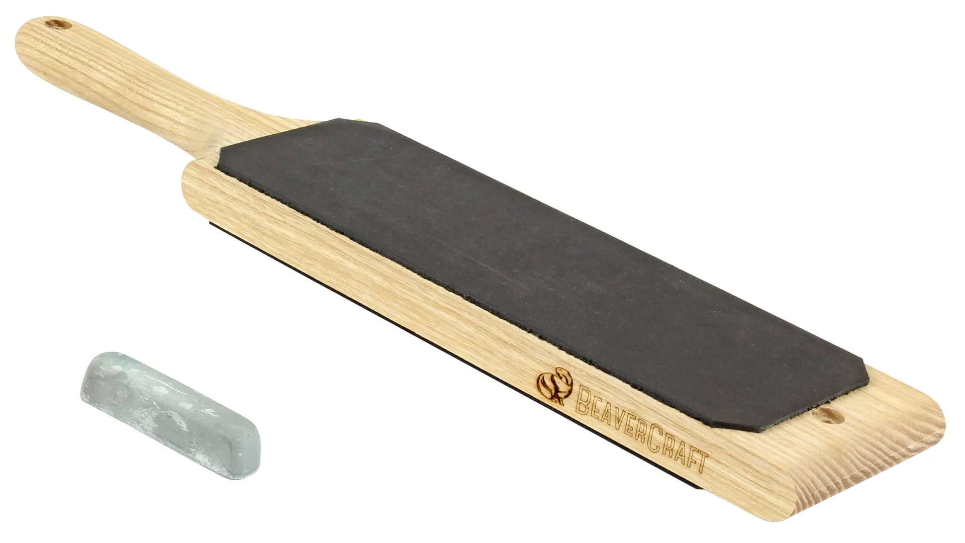 Dual-Sided leather paddle strop with polishing compound  BEAVERCRAFT