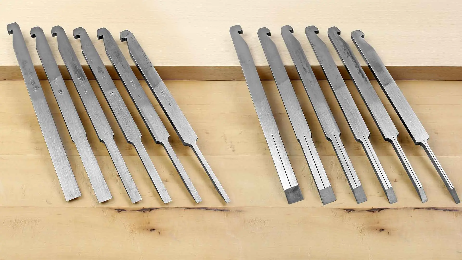 Set of 6 Plough Plane Blades 4-5-7-9-12-14 mm ECE
