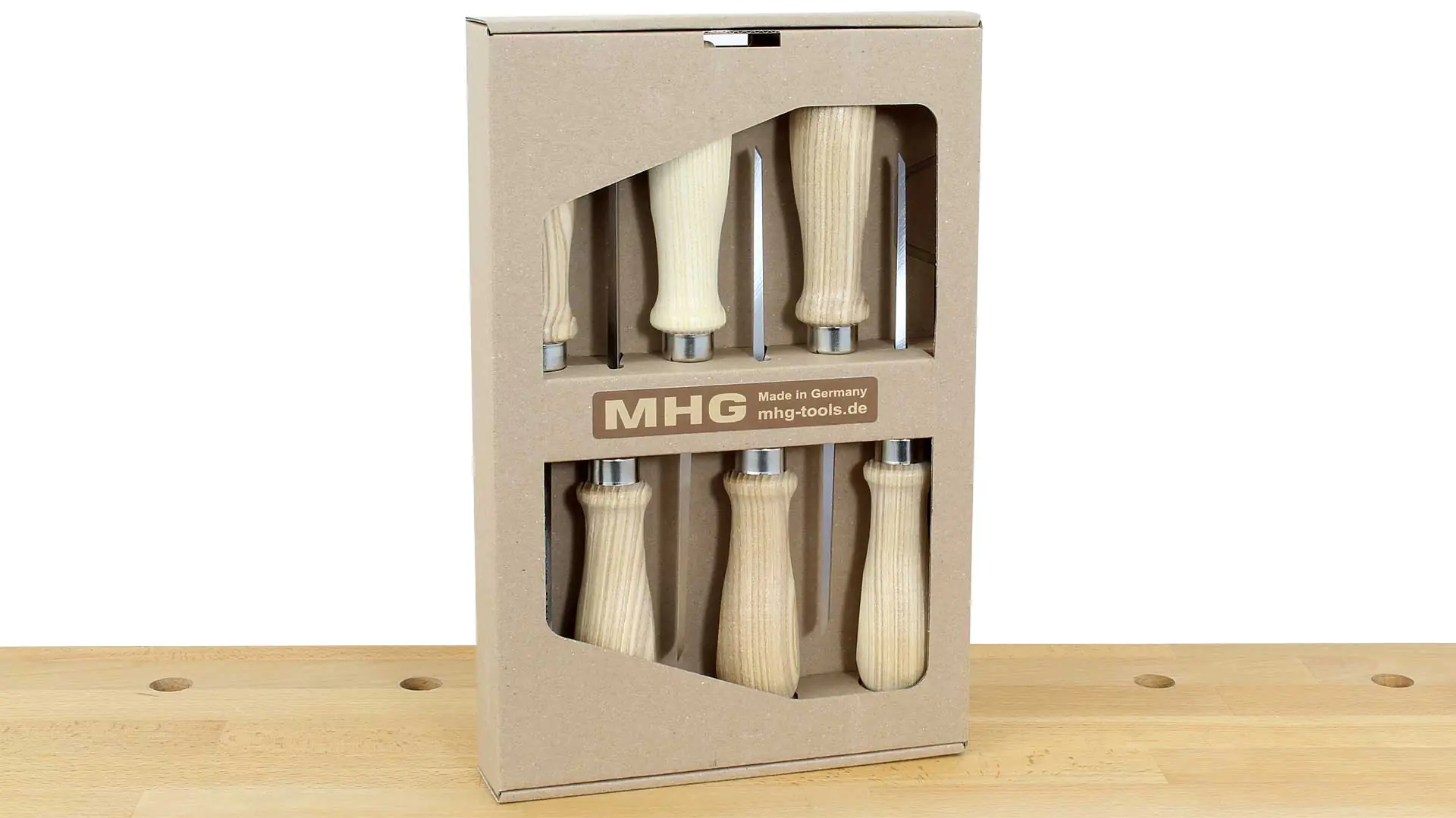 Set of 6 Chisels 6-10-12-16-20-26mm with oiled round Ash Handle Blade polished Back Side grinded flat - MHG