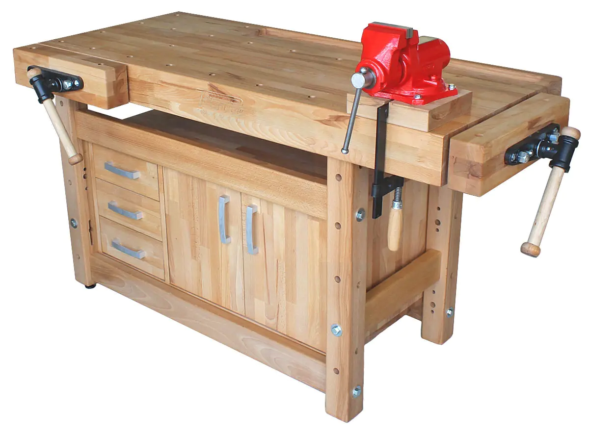 PROFI 1500 workbench with cabinet and vise