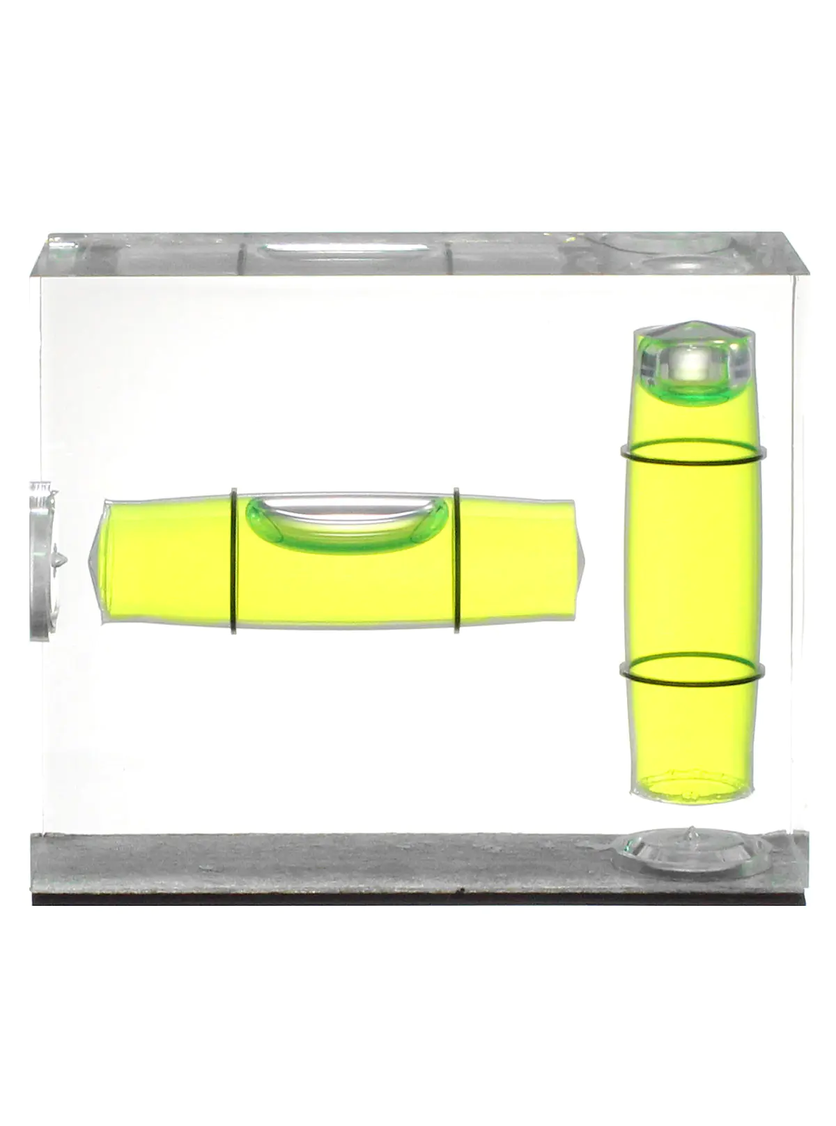 Acrylic level with 2 vials