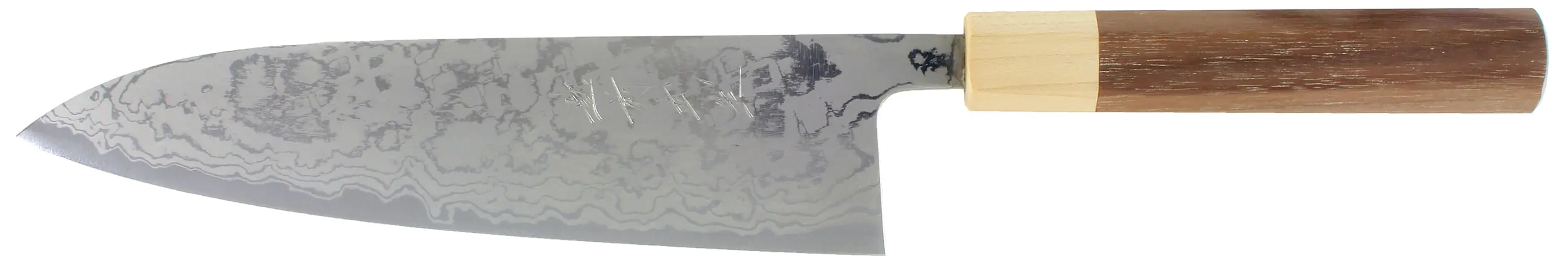 Aogami Damascus Gyuto Knife with Walnut Handle Shiro Kamo Aogami Damascus Gyuto Knife with Walnut Handle Shiro Kamo