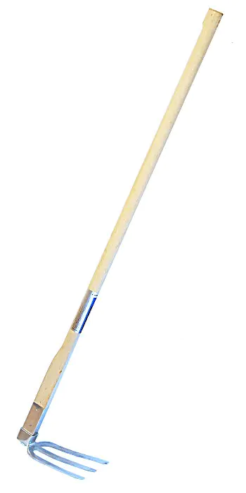 Japanese Hoe stainless with 3 Prongs - Blade Width 140 mm Blade Length 230 mm Handle Length 1200 mm